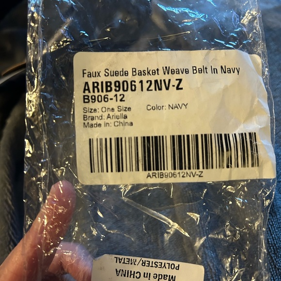 NWT Arielle Navy Blue Faux Suede Woven Fashion Belt - Picture 7 of 7